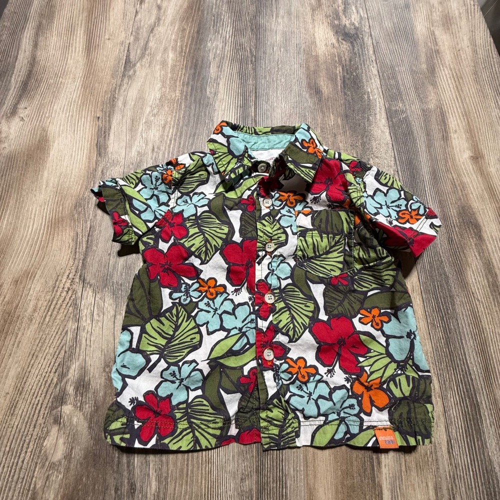 Coastal Genuine Kids Button Down Shirt Floral Tropical Surfchic 12M